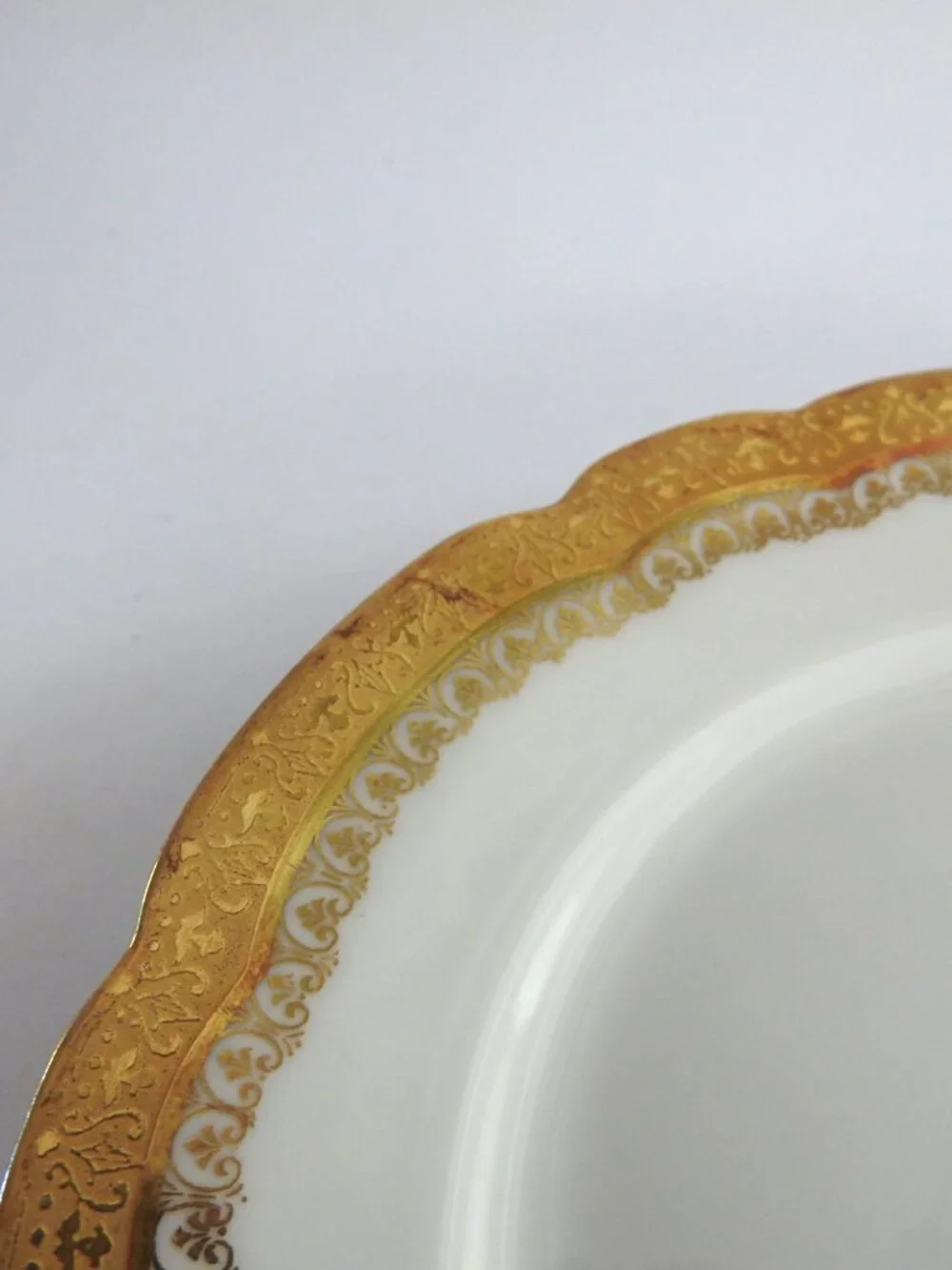 Antique Limoges Jean Pouyat Gump’s Gold Snowflake Plates Set of 2 Christmas